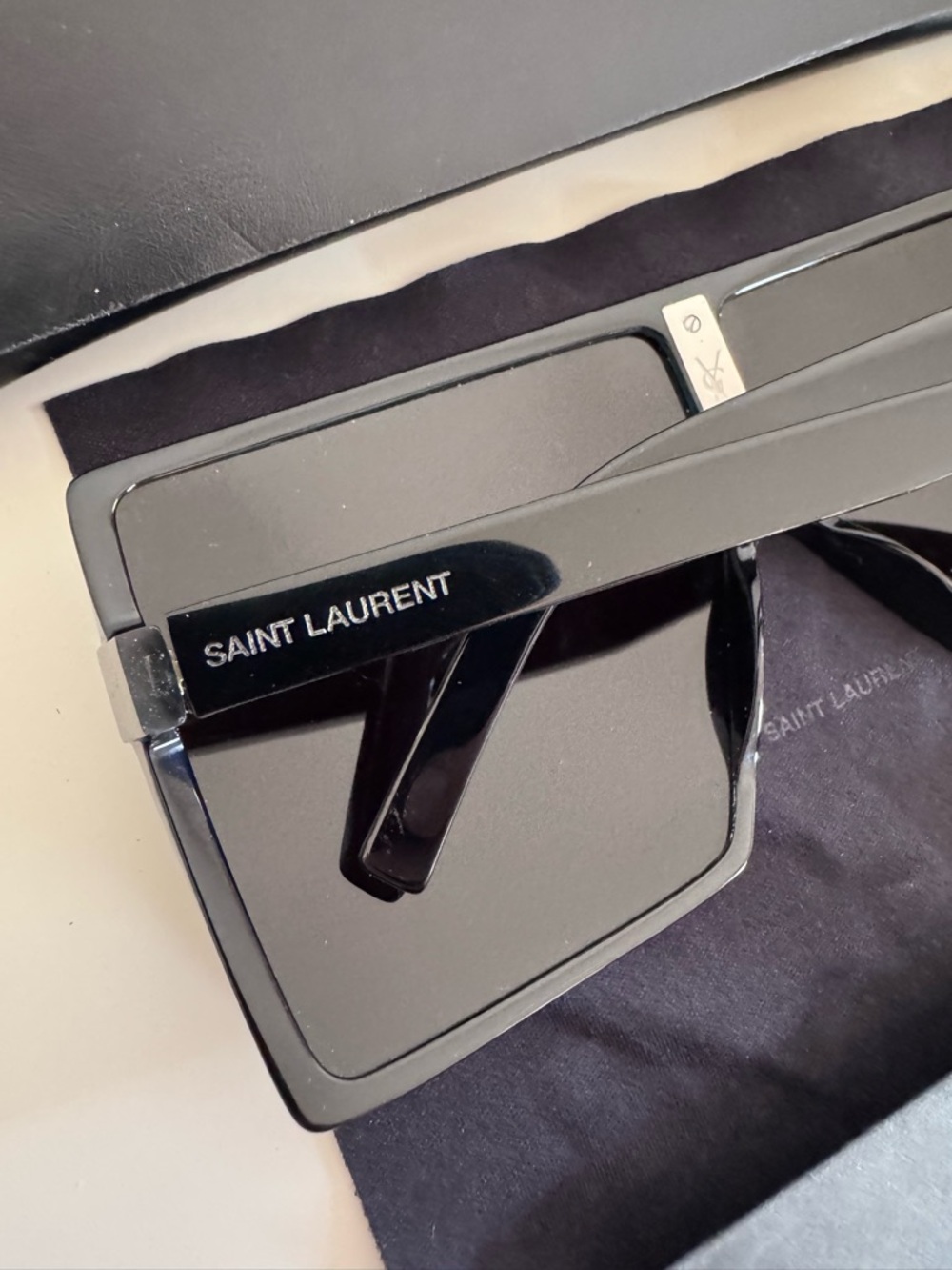 Saint Laurent Oversized Black Shield Sunglasses - Picture 3 of 4